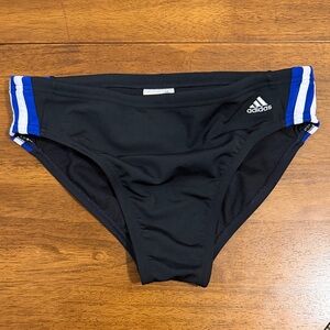 adidas Black Swim Briefs with Blue & White Side Stripes